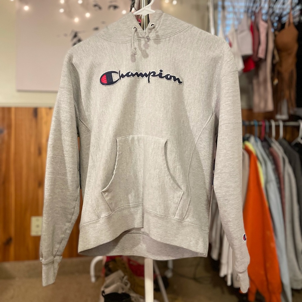 gray champion hoodie